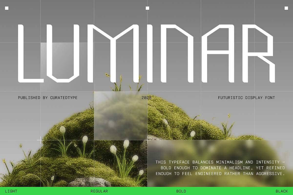 Luminar - Futuristic Font, a Sans Serif Font by CuratedType Studio (Photo 1 of 8)