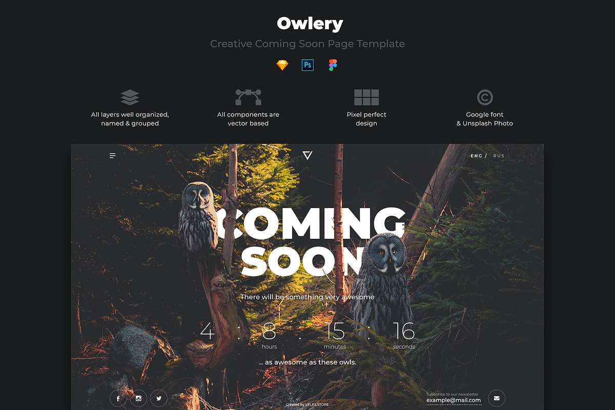 Owlery - Creative Coming Soon Page, a Websites & App Template by Alexandr Gorbatov (Photo 2 of 2)