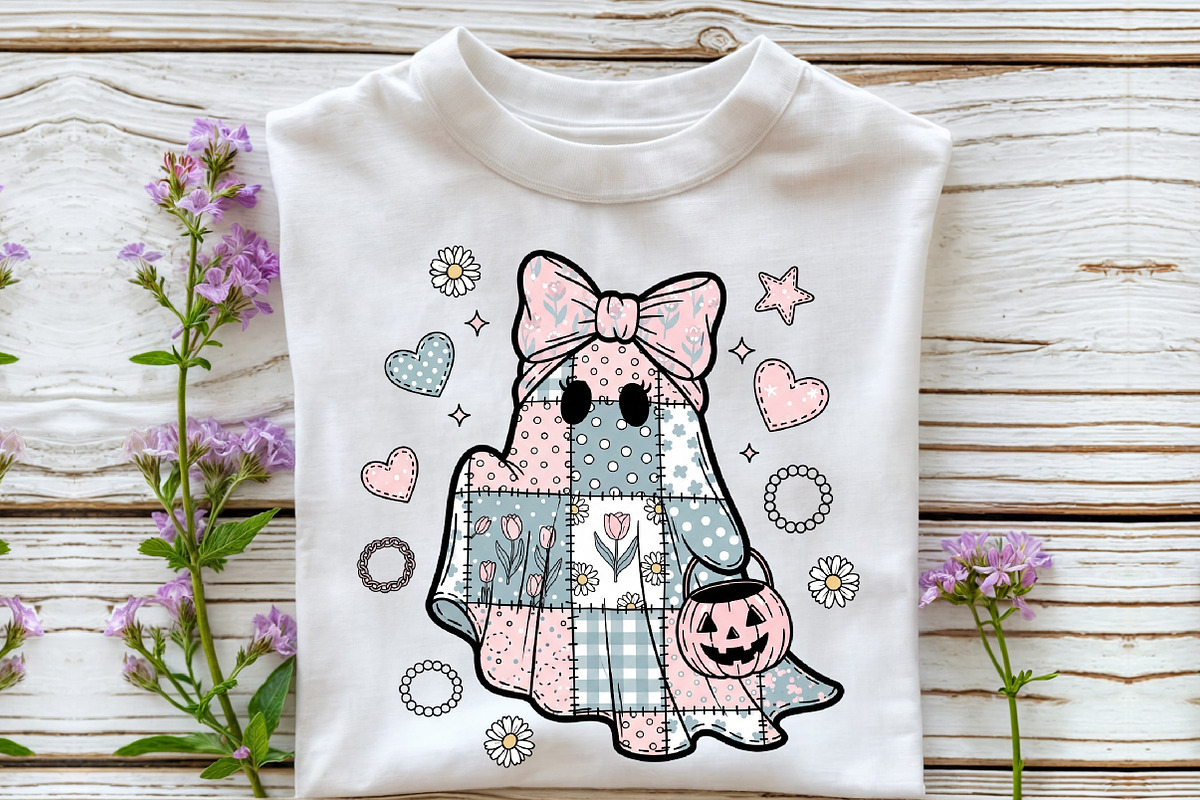 Pink Patchwork Denim Ghost Png, a Seasonal Illustration by Rose Art (Photo 2 of 5)