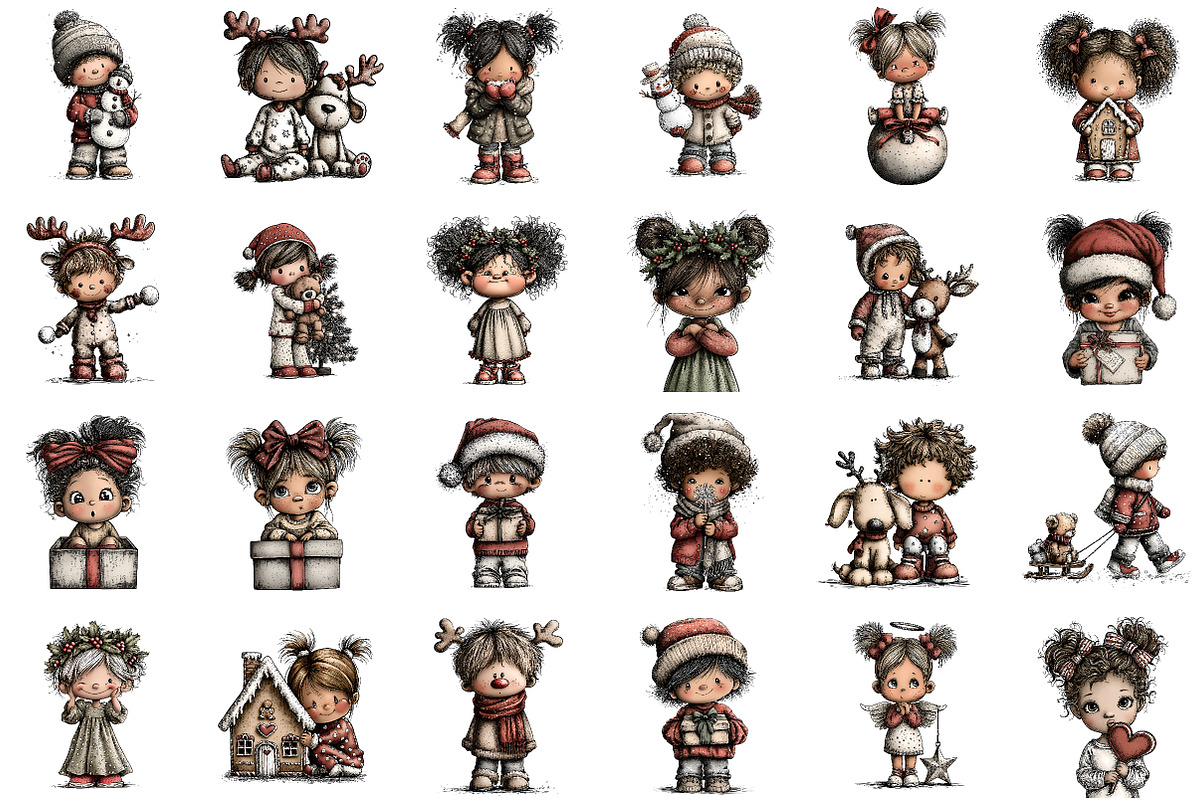 Christmas Kids Watercolor Clipart, an Illustration by Sublimation Artist (Photo 2 of 6)