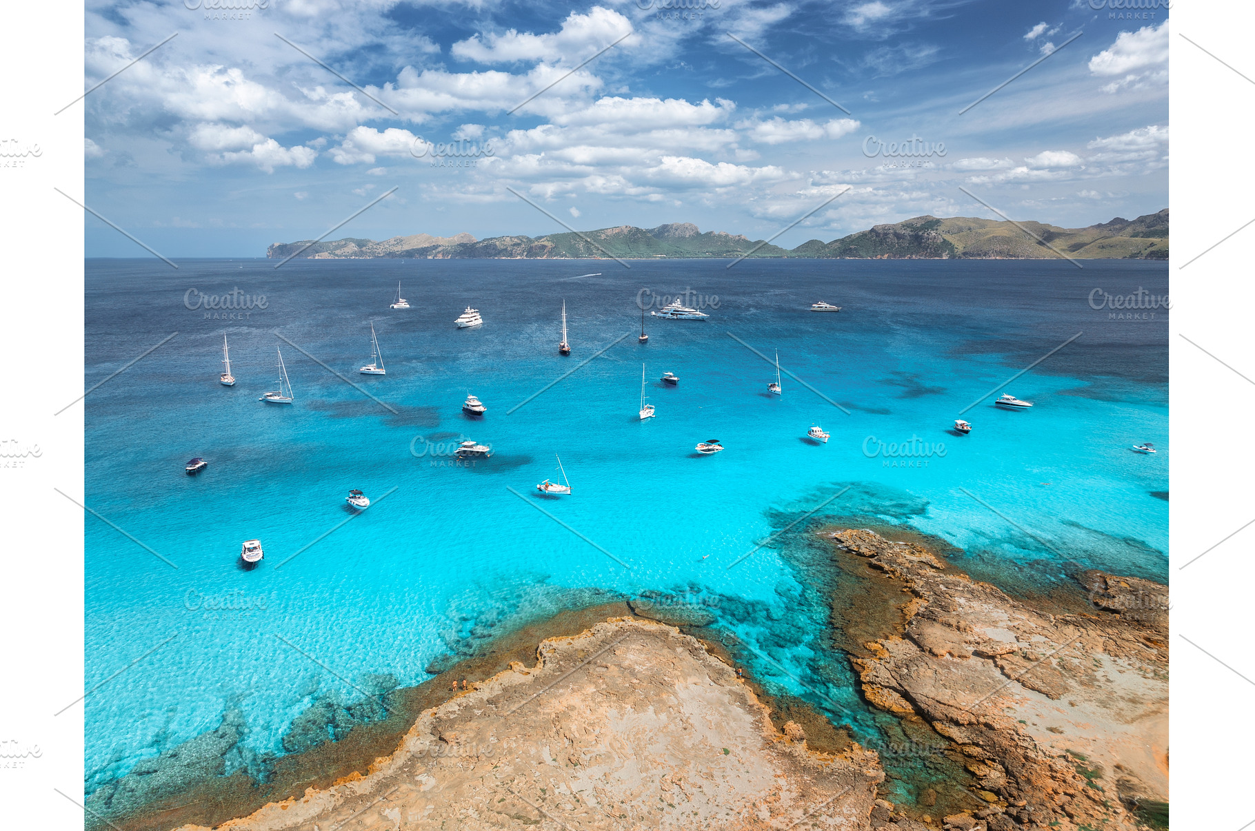Aerial view of luxury yachts and, a Nature Photo by den-belitsky