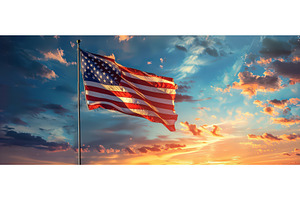 American flag flying proudly against, a Nature Photo by piter.goskov