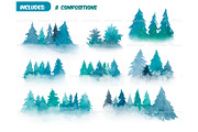 Watercolor winter forest clipart set, an Animal Illustration by ArtfulStudio (Thumbnail 3 of 8)