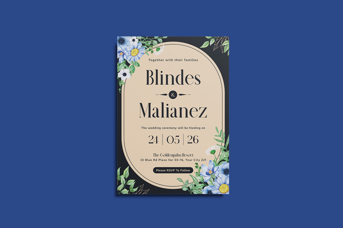 Bitter Floral Wedding Invitation, an Invitation Template by iDoodle Studio (Photo 2 of 4)