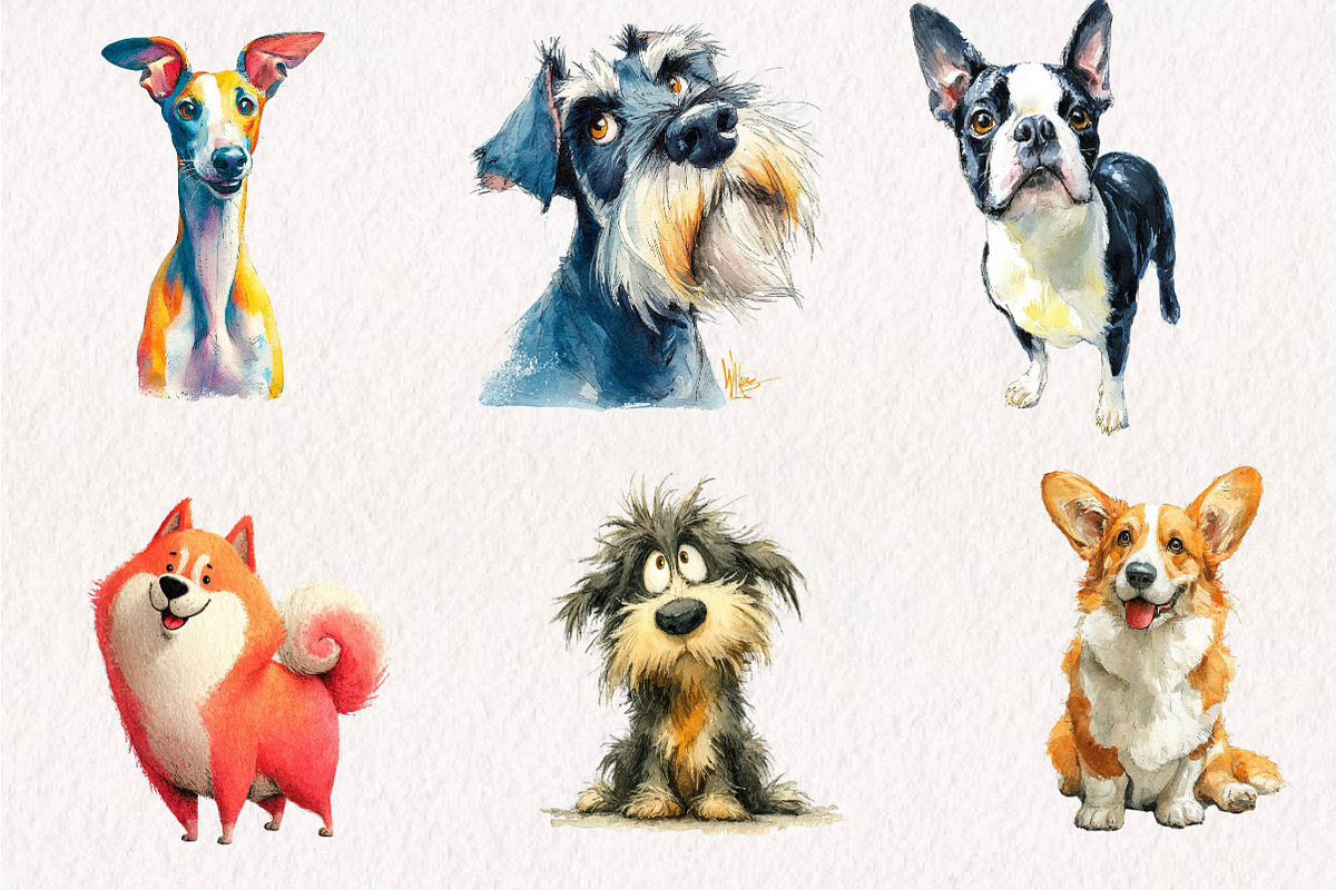 Quirky Dog Breeds Clipart, a Seasonal Illustration by CreationArt (Photo 3 of 7)
