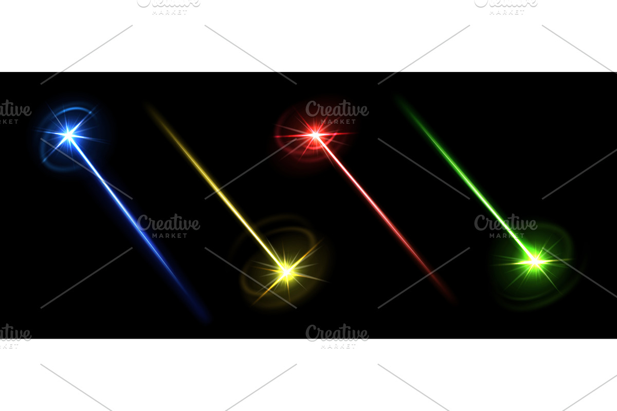 Laser beams. Red, blue and yellow, an Illustration by Frogella
