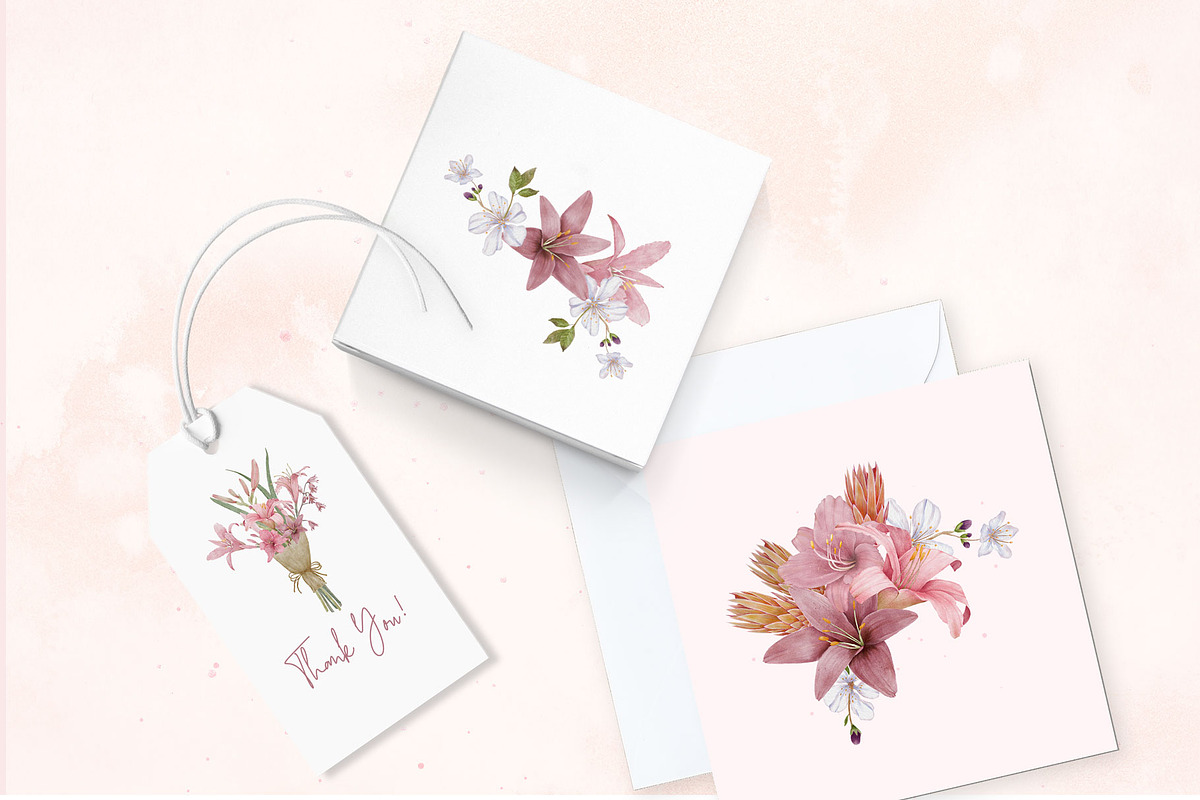 Pink Daylily Graphic Set, an Illustration by Maggie Stilwell Design (Photo 4 of 6)