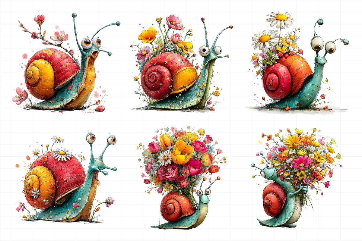 Whimsical Spring Snail Clipart, an Illustration by Daily.Designs (Photo 5 of 8)