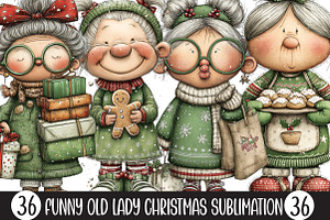 Funny Old Lady Christmas Sublimation, an Illustration by Designking