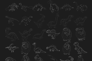 Cartoon Dinosaur Outlines Set 3