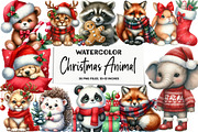 Christmas Animal Watercolor Clipart, an Illustration by DreamArtGraphic (Thumbnail 1 of 5)