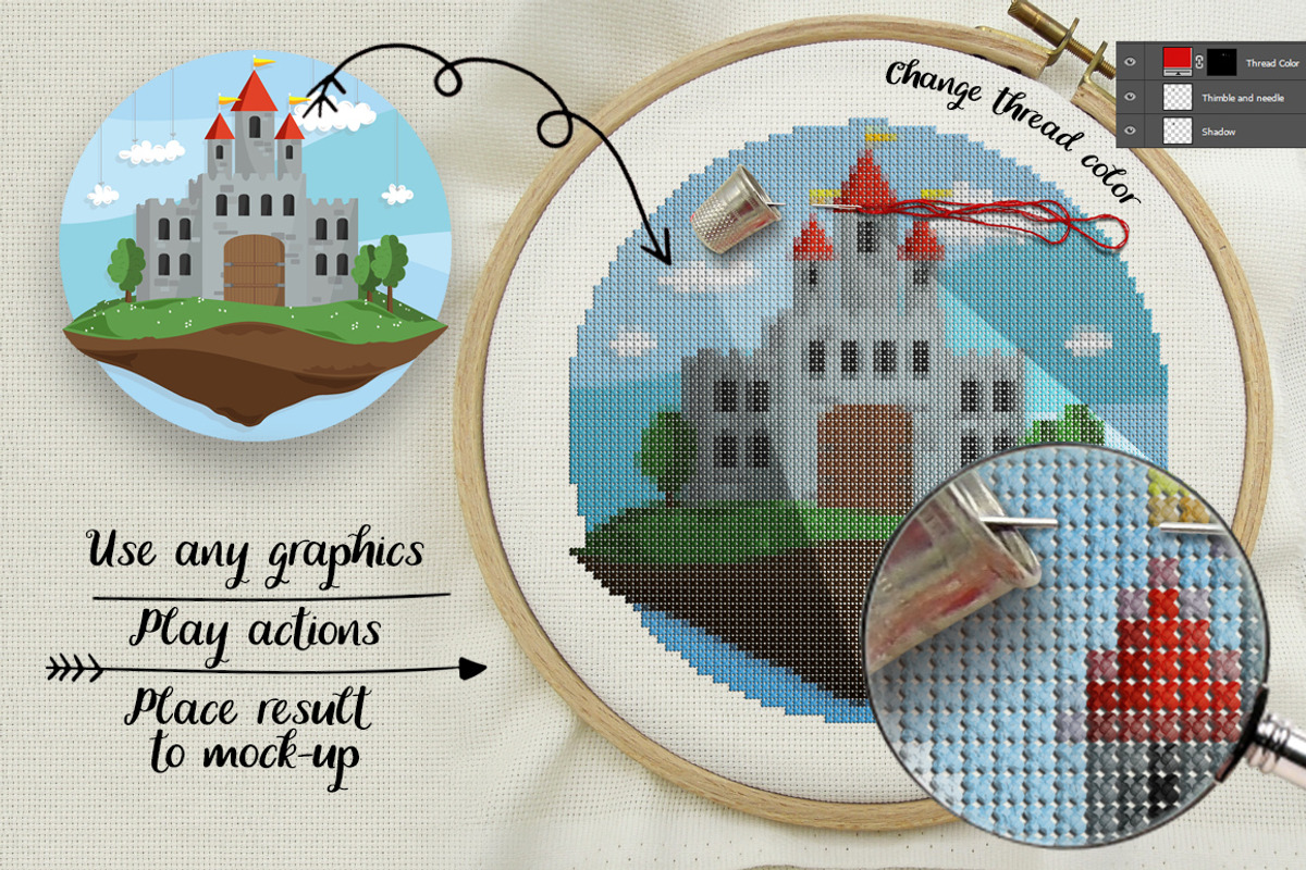 Cross Stitch Photoshop Action, an Action Add-On by Graphic Spirit (Photo 3 of 5)