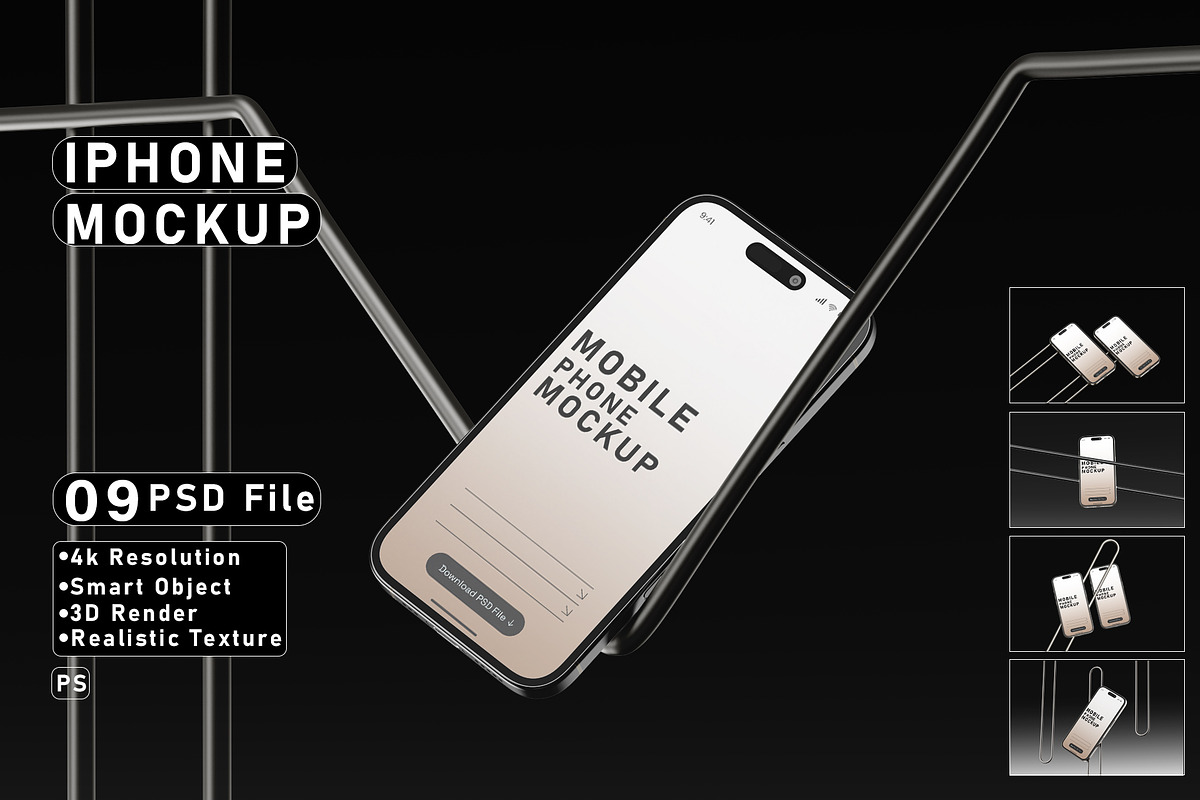 iPhone 16 Pro Mockup Set, an iPhone Mockup by pixelmock (Photo 1 of 14)