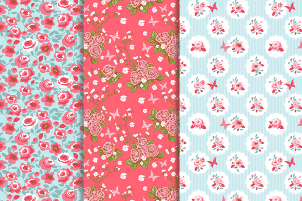Romantic floral papers pack. preview 4