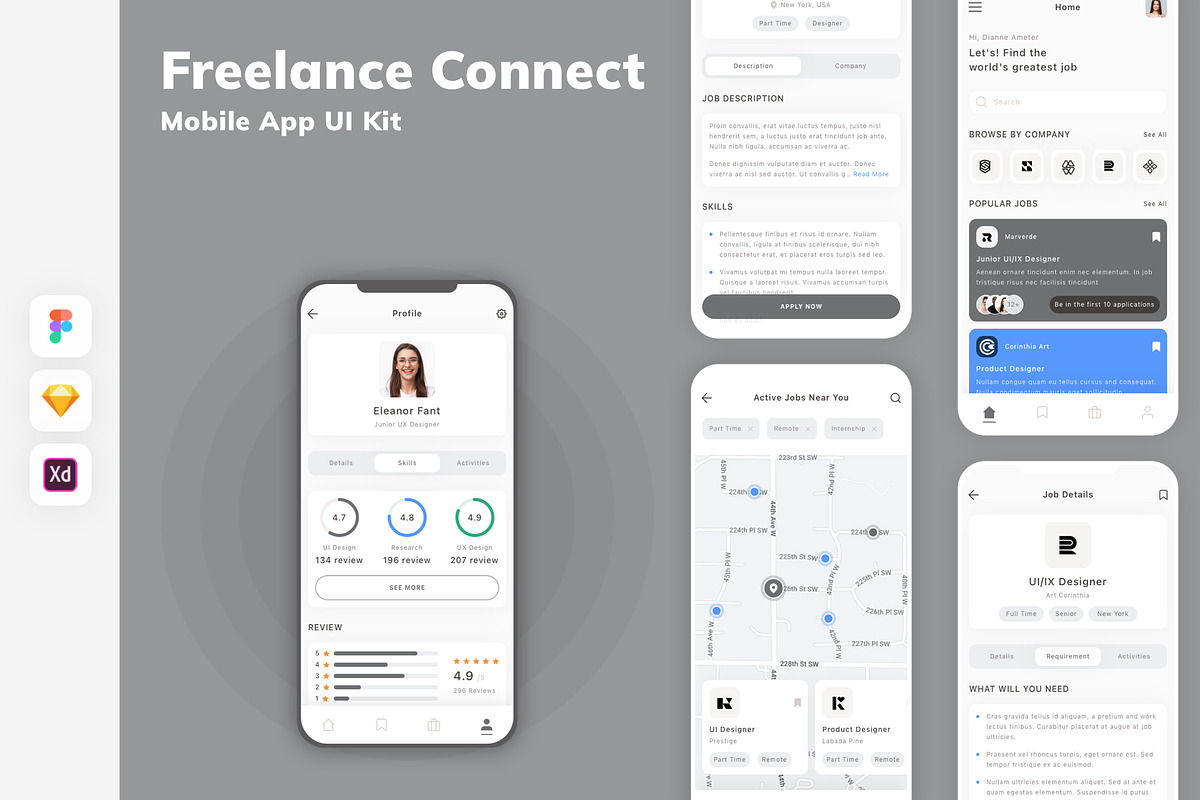Freelance Connect Mobile App UI Kit, an UI Kit Template by uicube