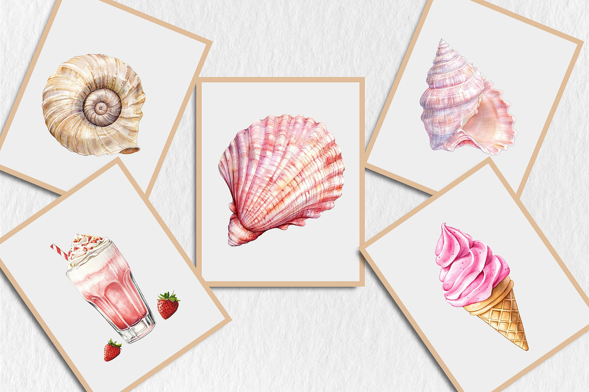 Watercolor Pink Summer Clipart, a Seasonal Illustration by Rose Art (Photo 5 of 5)