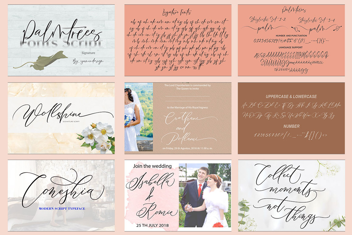 Wedding Collection Font Bundles, a Script Font by yanindesign (Photo 4 of 10)