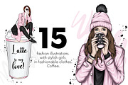 Beautiful girls and coffee. Fashion., a Food Illustration by Vitaliy Grin (Thumbnail 1 of 2)