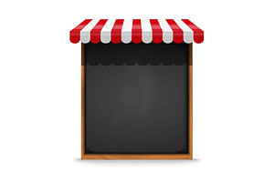 Black chalkboard frame with red awning, a Food Illustration by piter.goskov