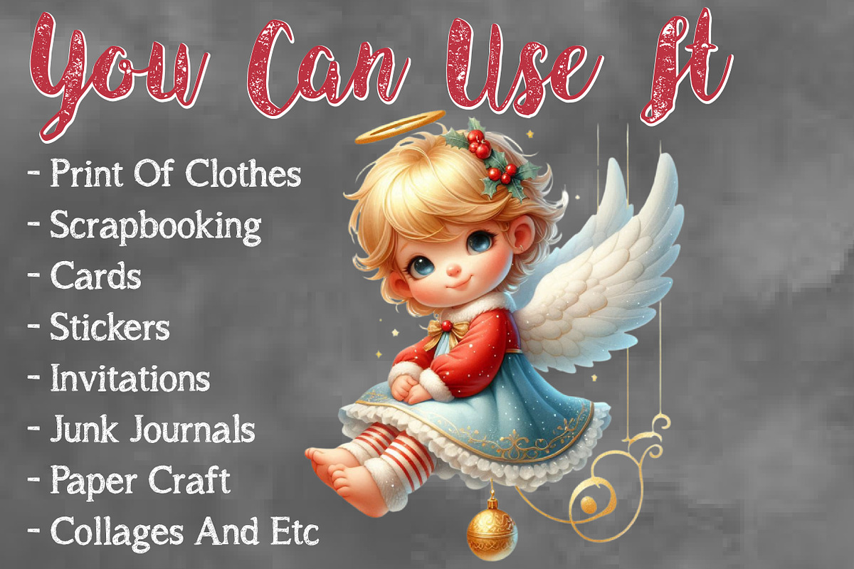 Christmas Cute Angel Clipart Bundle, a Work Illustration by Craft Nest (Photo 5 of 5)