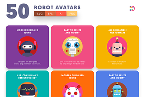 50 Robot Avatar Icons