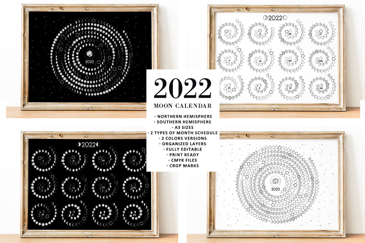 Moon Calendar 2022 Spiral, a Stationery Template by land art (Photo 1 of 9)