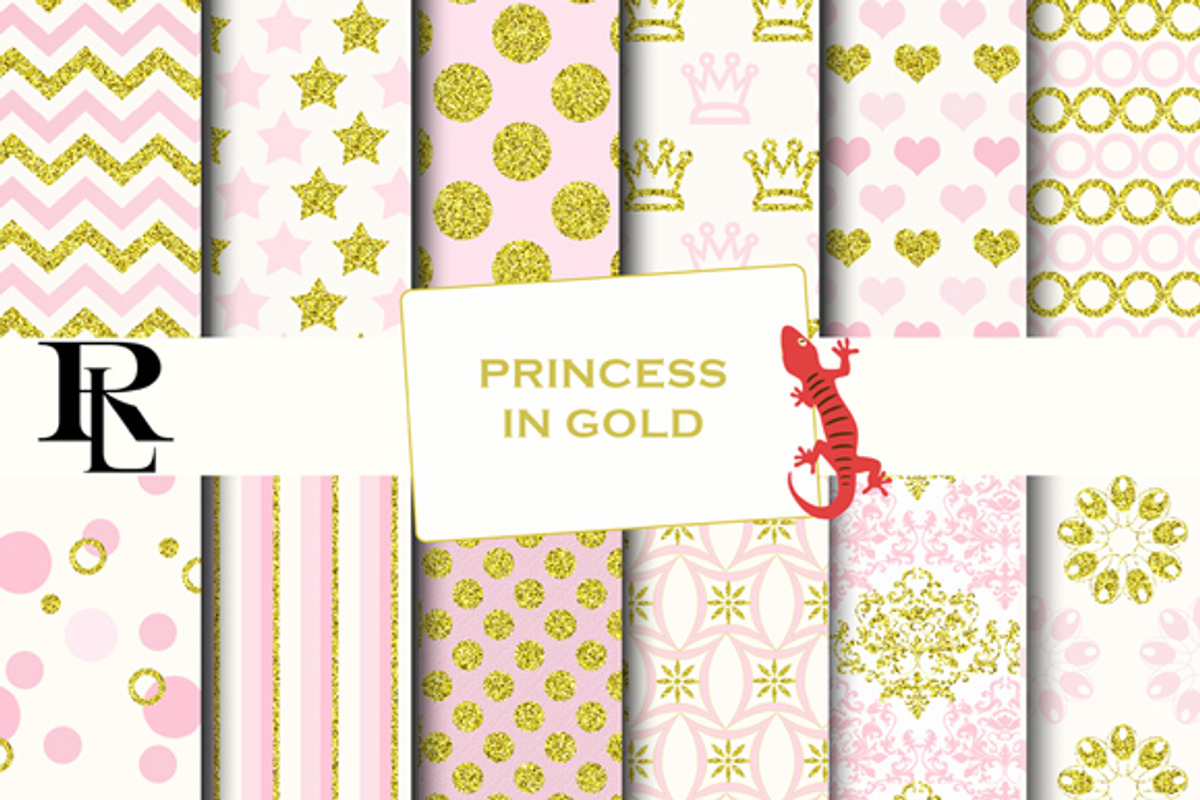 Pink and gold digital paper, a Pattern Graphic by KuyenFox