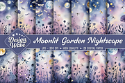 Moonlit Garden Nightscape Background, a Healthcare Illustration by Design Station (Thumbnail 1 of 4)