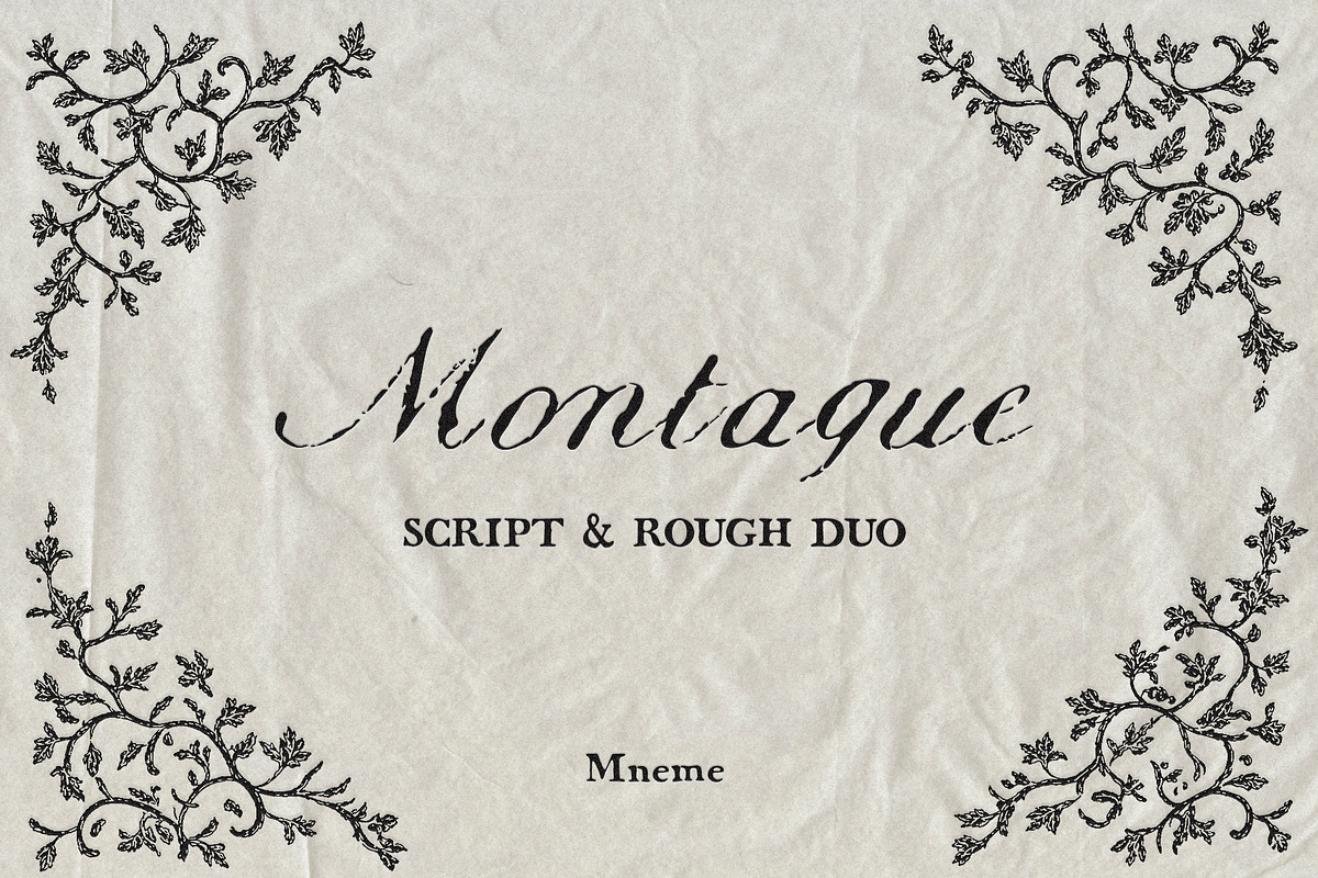 Montague - Script & Rough Duo, a Script Font by Mneme (Photo 1 of 11)