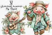 Whimsical Summer Pig Clipart Bundle, a Seasonal Illustration by Canvas Craft (Thumbnail 1 of 7)