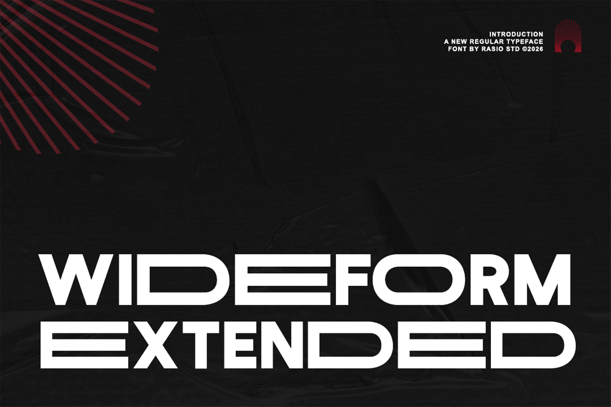 Wideform Extended Sans Serif Font, a Font by Rasio Studio (Photo 1 of 8)
