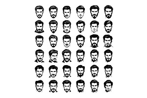 Black ink sketch man beard faces, an Object Illustration by Stock-Smart-Start