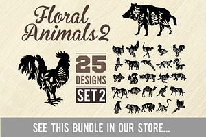 Wild Boar SVG - Floral Animals SVG