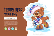 Cartoon Teddy Bear Skating., an Animal Illustration by KENO Mascots (Thumbnail 1 of 3)