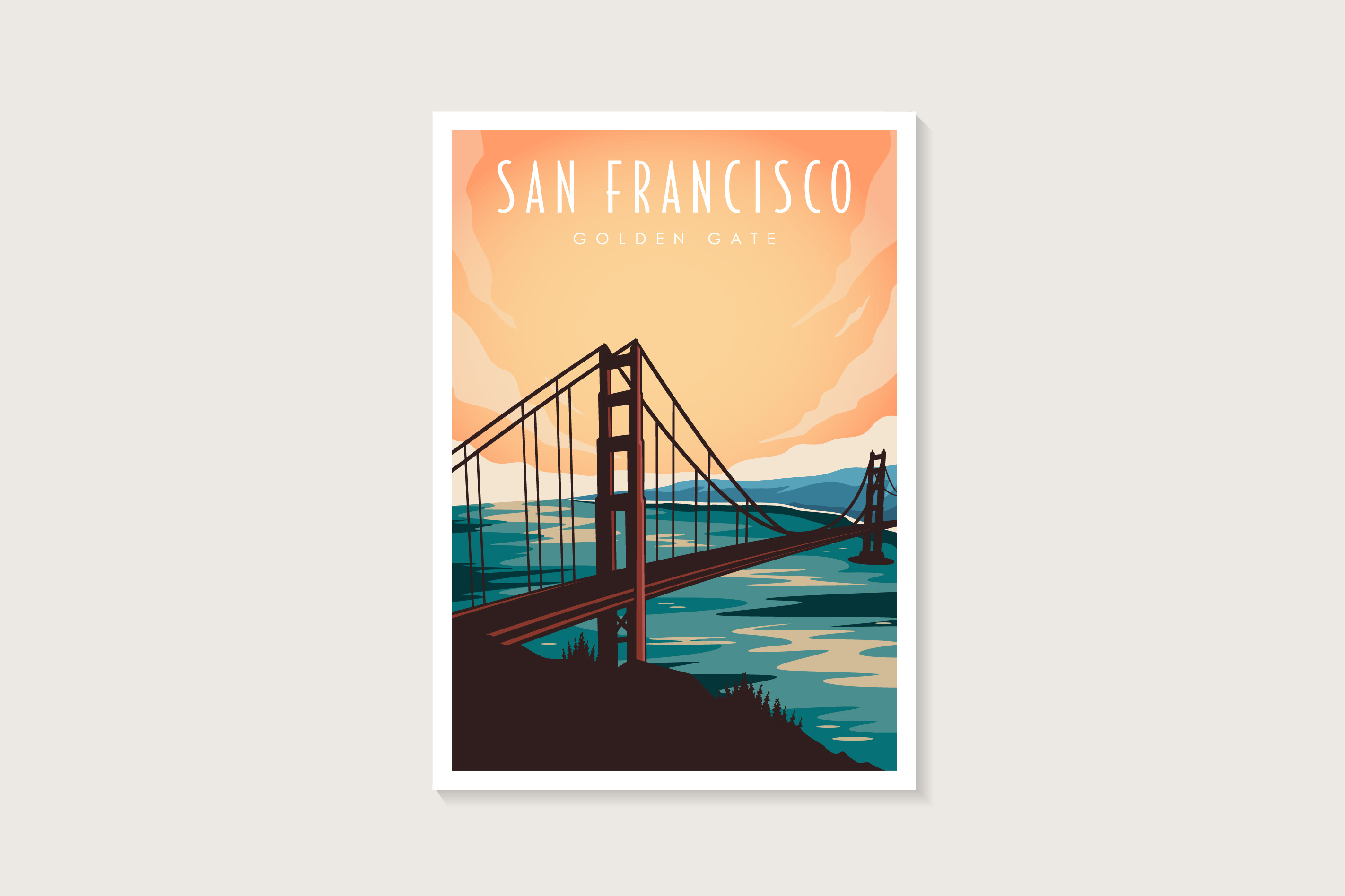 San Francisco Golden Gate Poster, a Transportation Illustration by DOMHOUZE