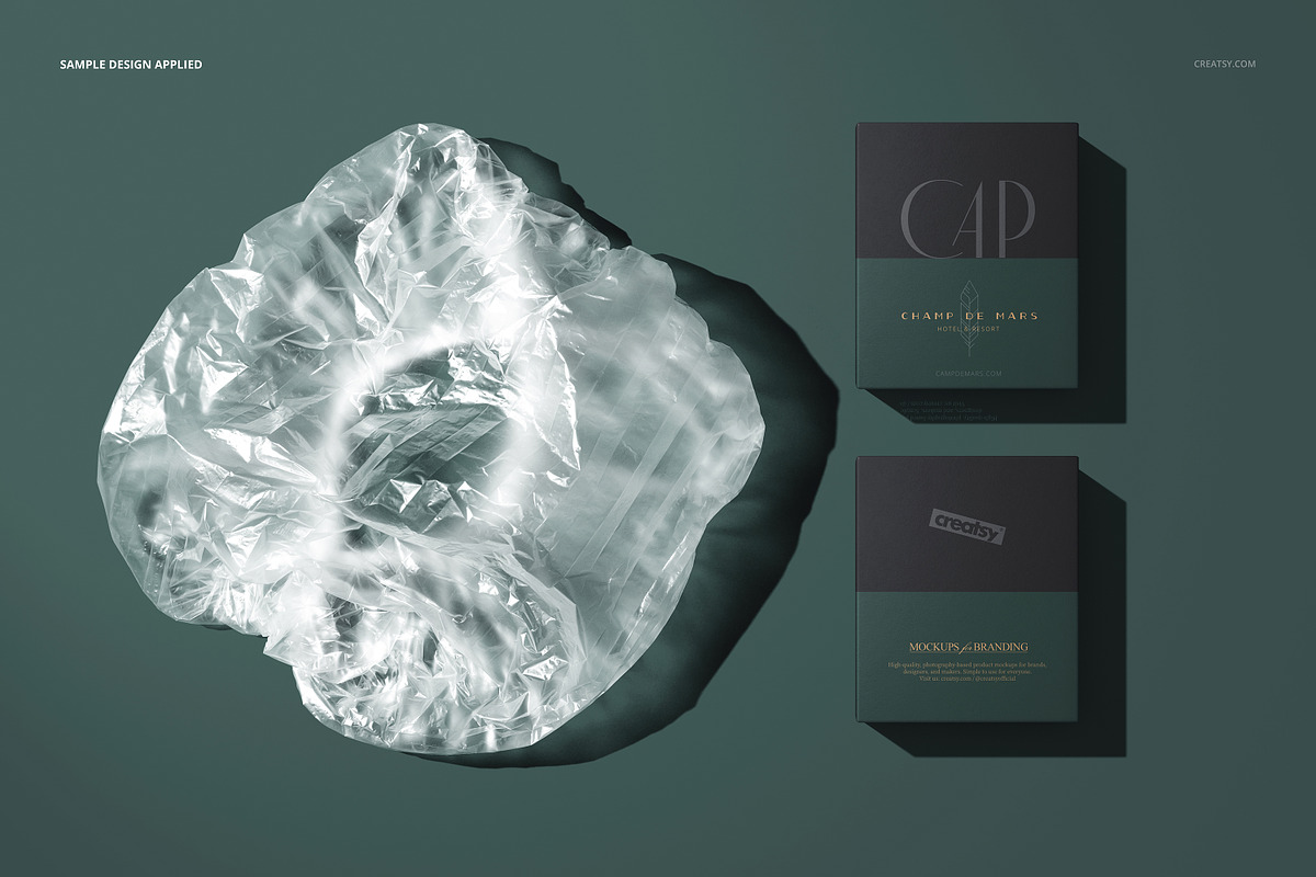 Hotel Shower Cap Mockup, a Merchandise Mockup by creatsy5 (Photo 4 of 13)