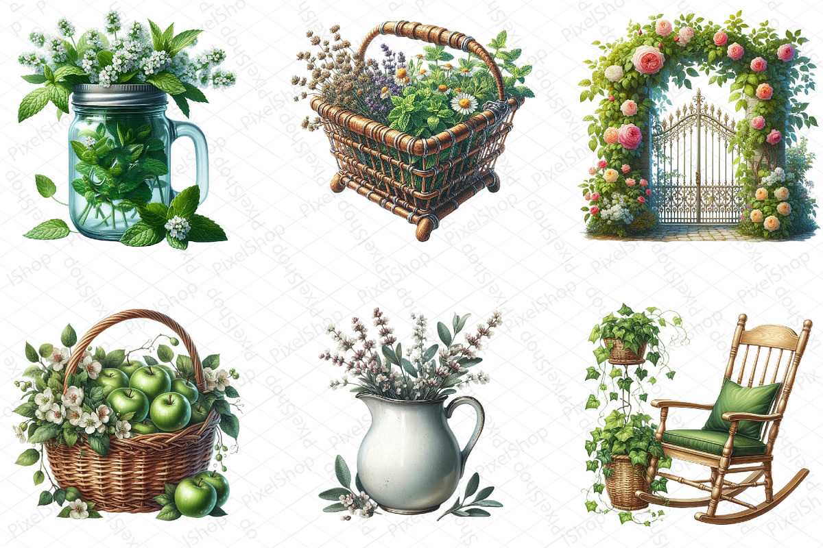 Green Summer Cottagecore Clipart, an Illustration by DreamPrint404 (Photo 3 of 6)