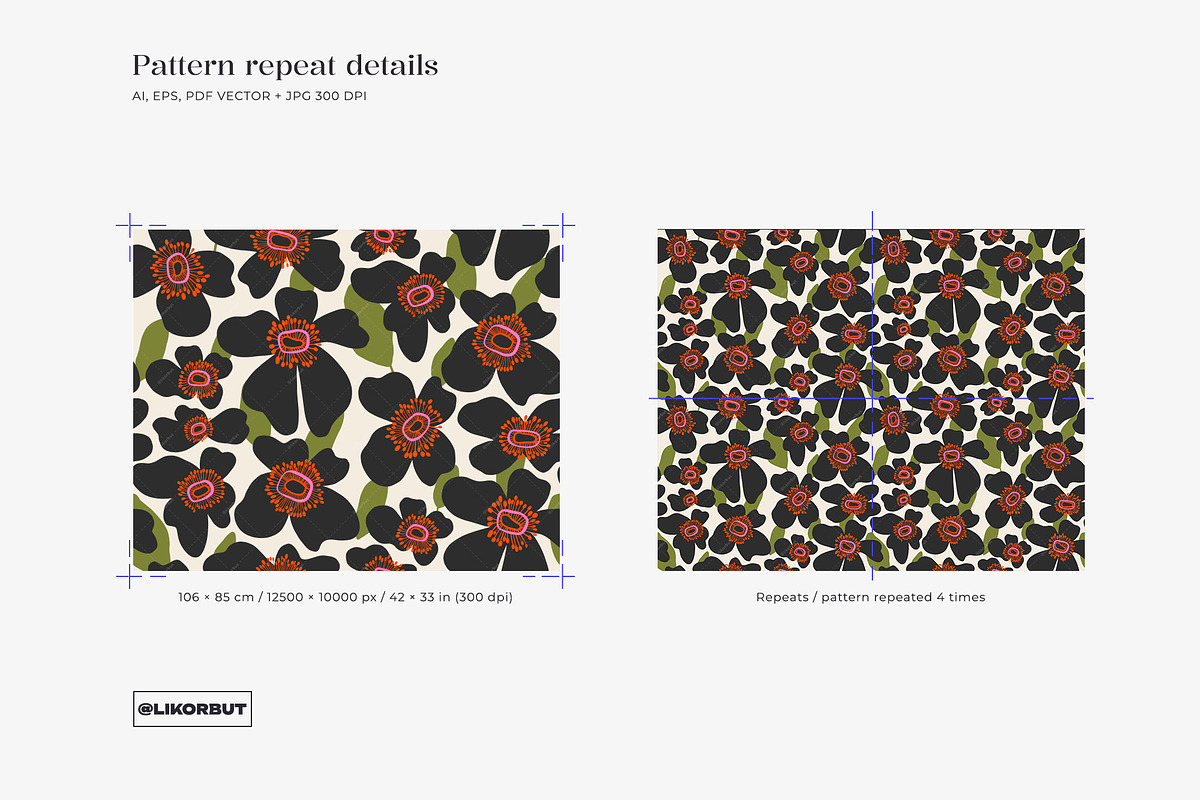 Bold Abstract Modern Flowers Pattern, a Pattern Graphic by likorbut (Photo 5 of 12)
