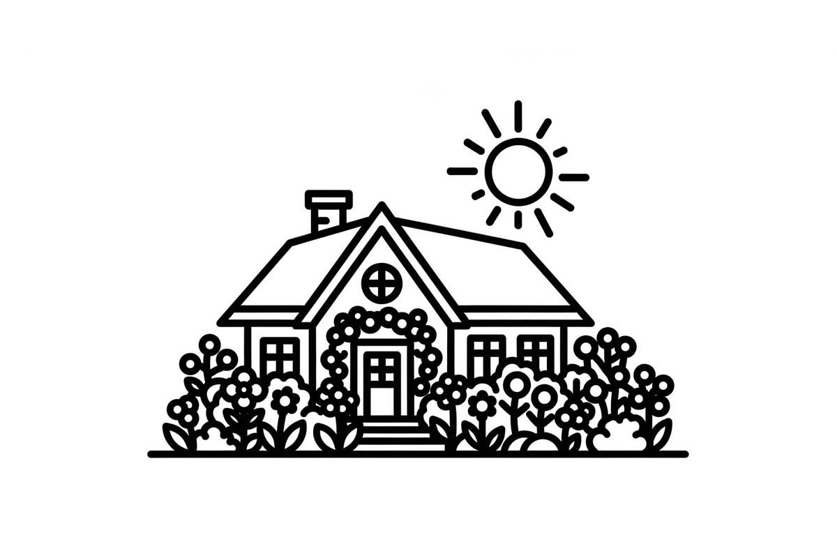 Simple Cottage Coloring Pages, an Object Graphic by Designer_Momina (Photo 5 of 6)