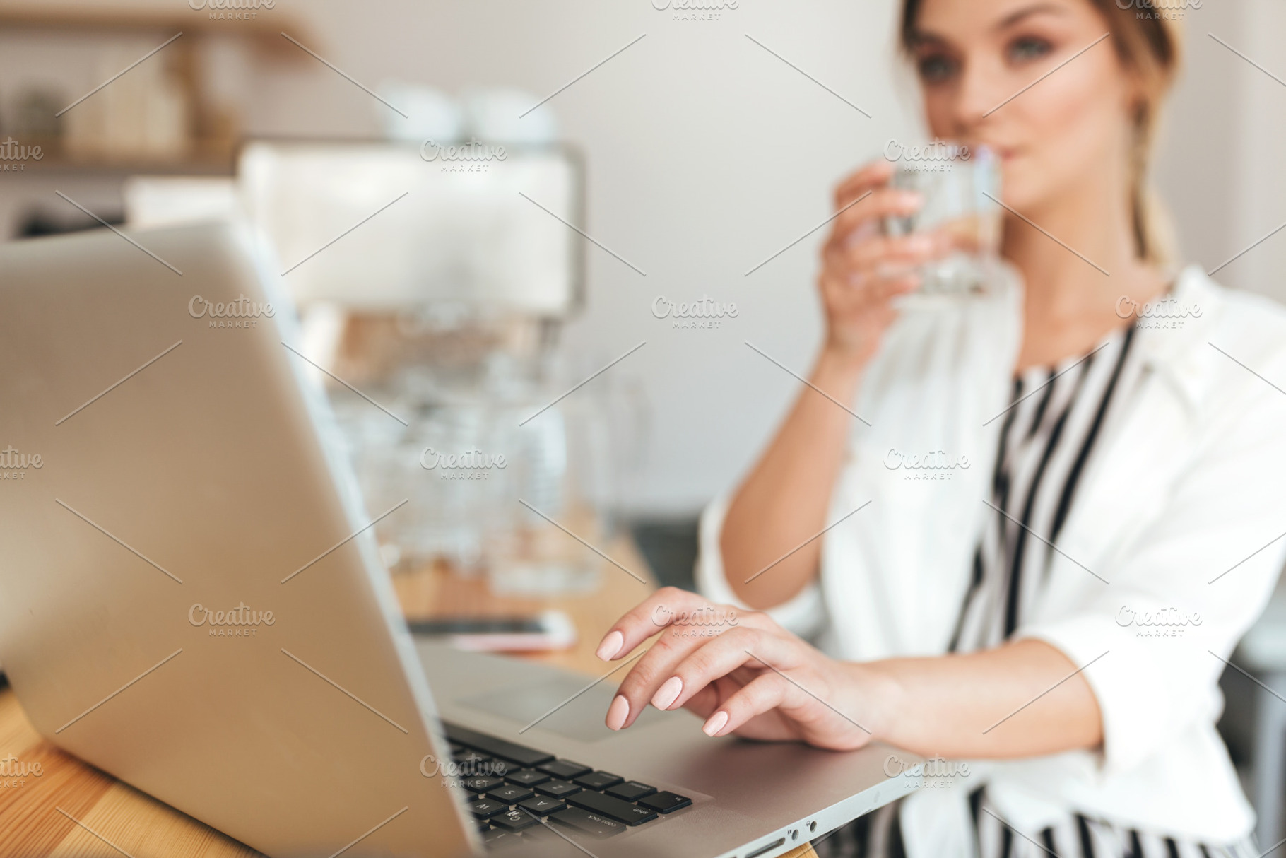 Beautiful girl in white shirt stock photo containing woman and female, a Person Photo by Garetsworkshop