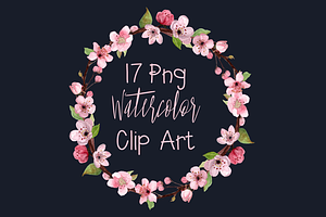 17 Watercolor Cherry Blossom ClipArt