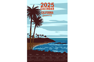 Calendar Monthly 2025 California, an Illustration by Vector_Up