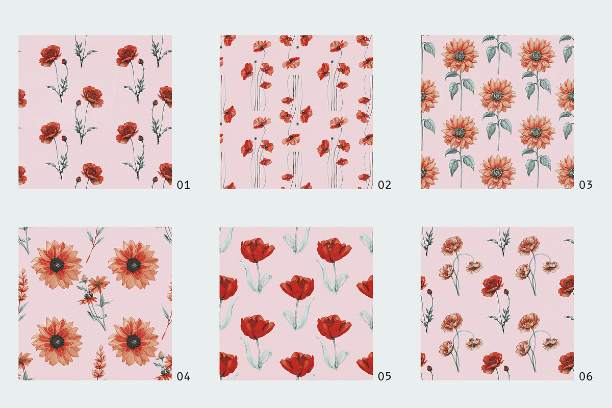 Crimson Bloom: Floral Design Kit, a Pattern Graphic by Megan Aili Designs (Photo 4 of 12)