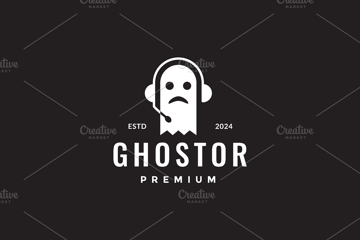 ghost music headphone modern logo, a Branding & Logo Template by devastd