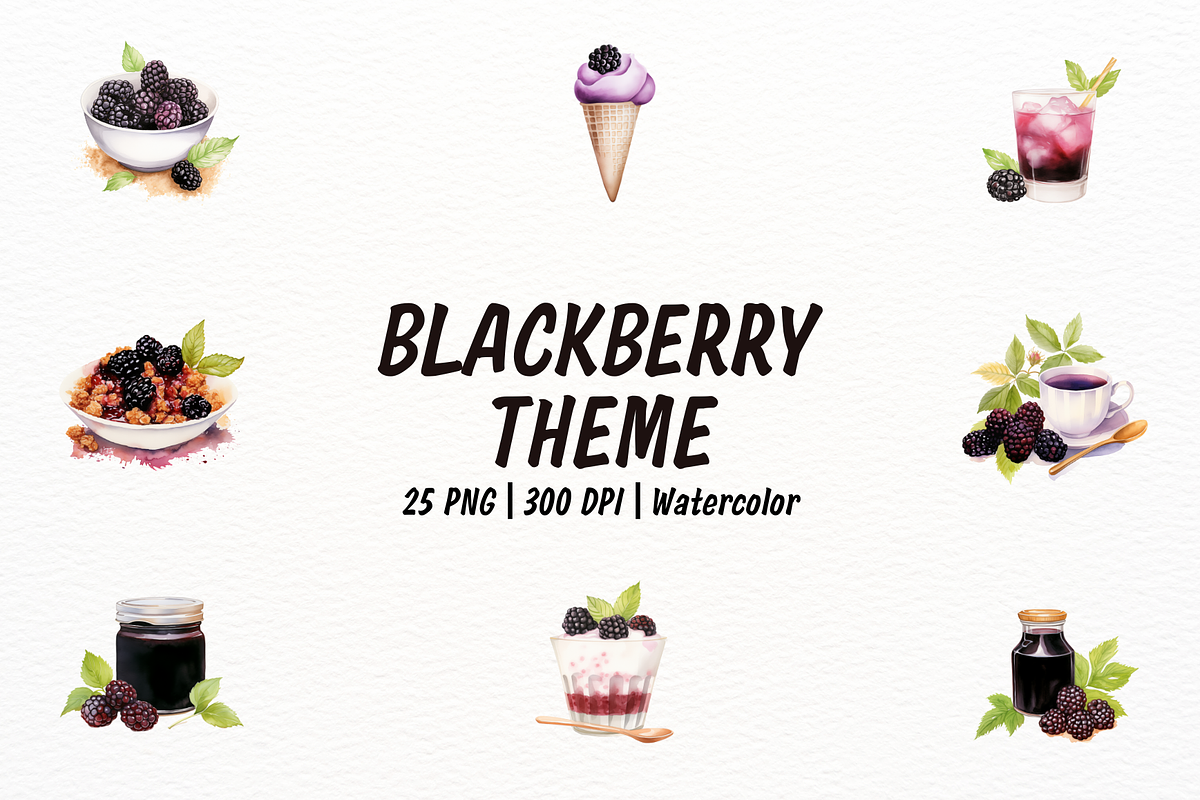 Blackberry Theme Clipart, a Food Illustration by New-School-Wave (Photo 1 of 5)