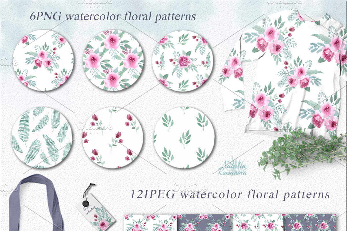 Watercolor floral marsala, an Illustration by BrushArtDesigns (Photo 5 of 10)