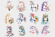 Watercolor Unicorn Clipart, a Seasonal Illustration by Design Market (Thumbnail 3 of 8)