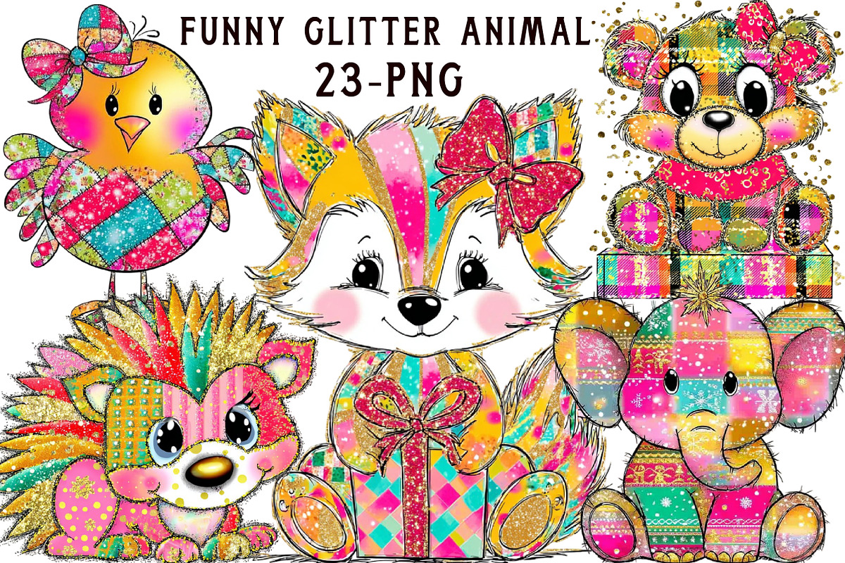 Funny Glitter Animal Clipart, an Illustration by Libby Wishes (Photo 1 of 7)