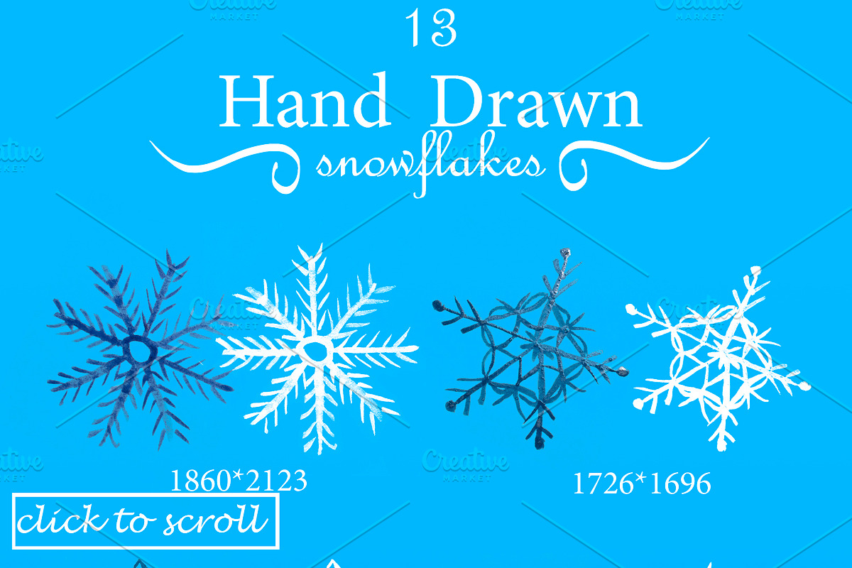 Hand drawn snowflakes preview 2