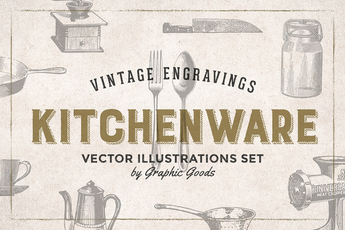 Kitchen Tools Engravings, an Object Graphic by Graphic Goods (Photo 1 of 6)
